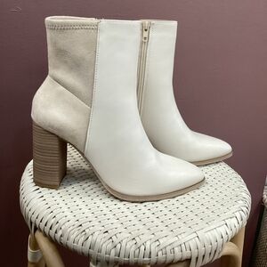 Soda Bone and Cream Ankle Boots